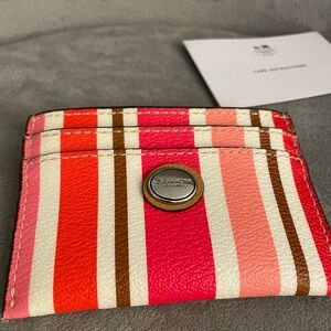 NEW Coach Striped card holder Leather wallet Accessory